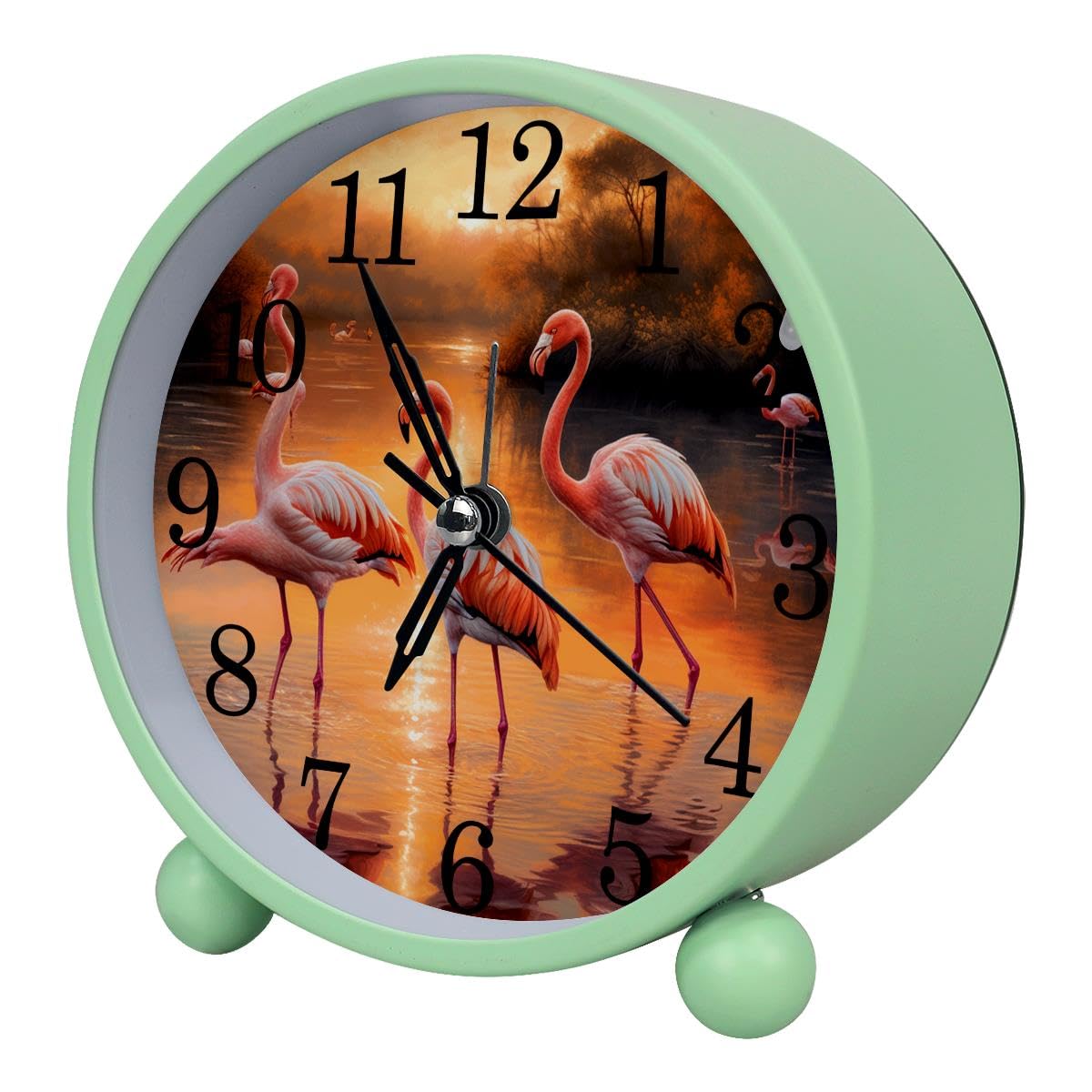 Luoweisi Alarm Clock Flamingos Sunset, Silent Non-Ticking with Night Light
