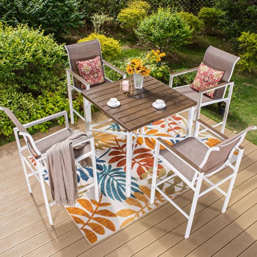 Phi Villa Patio Bar Chairs Set Of 2,Counter Height Barstool With Quick-Drying Textilene Fabric,Armrest And Backrest For All-Weather,Metal Bar Chairs For Backyard Lawn Garden #TOP5