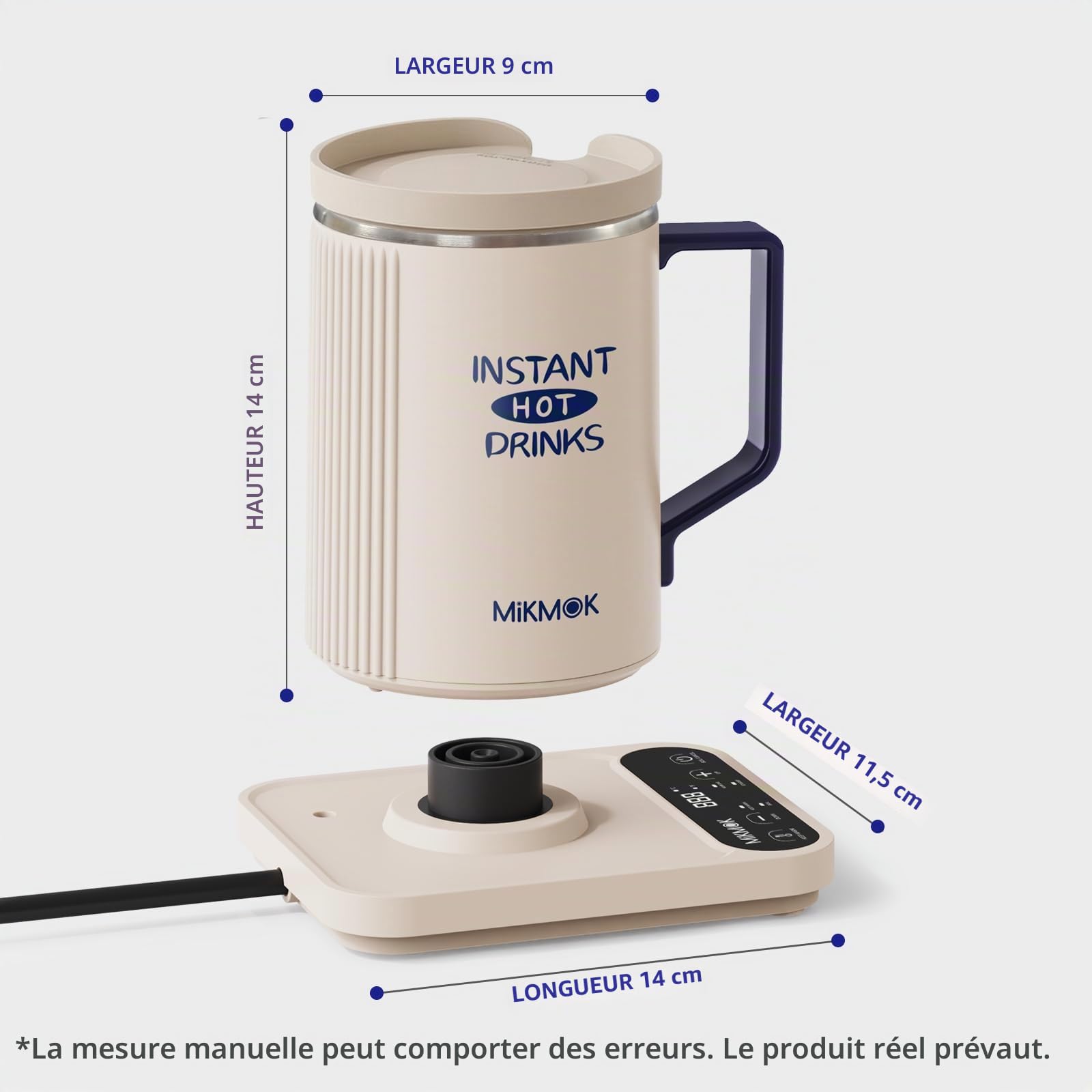 MIKMOK Chauffe-tasse électrique 400ml 300W Inox 304