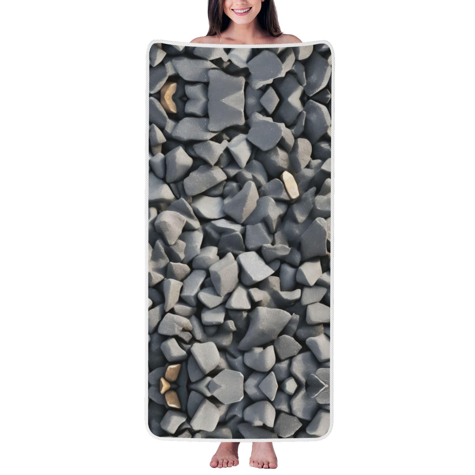 KPXXAQT Pebble Stone Pattern Print Coral Velvet Bath Towel Soft Absorbent Towels Home Vacation Or Summer Gifting
