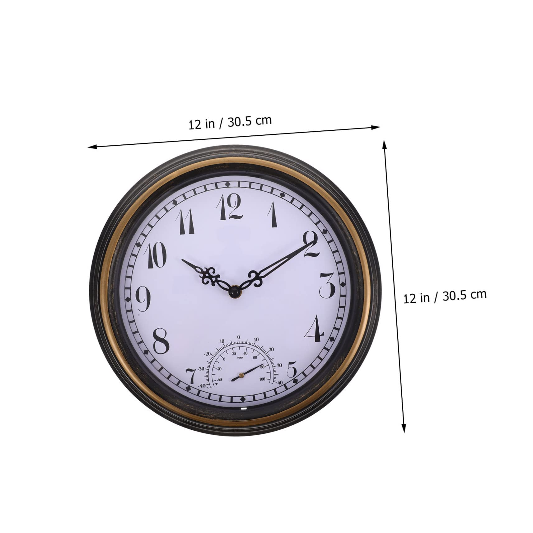 IMIKEYA Orologio Da Parete Con Termometro Decorazione Per Interni Ed Esterni Design Classico Per Cucina e Giardino Misura Temperature Da Compatte Per Casa e Ufficio