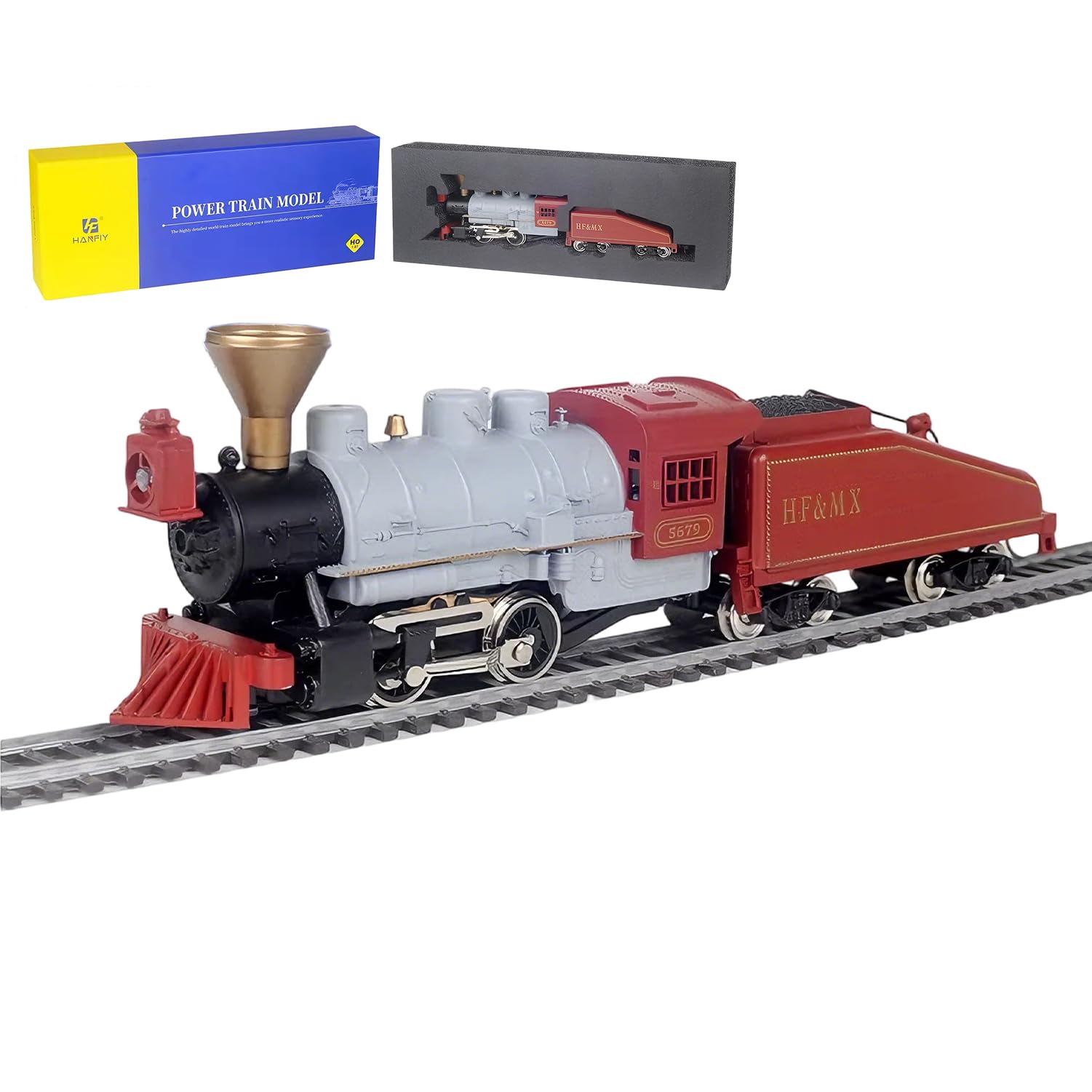 HO Locomotora de Tren de Escala con carruaje, Locomotora de Tren de Potencia 1:87 Compatible con Todos los ferrocarriles Modelo HO