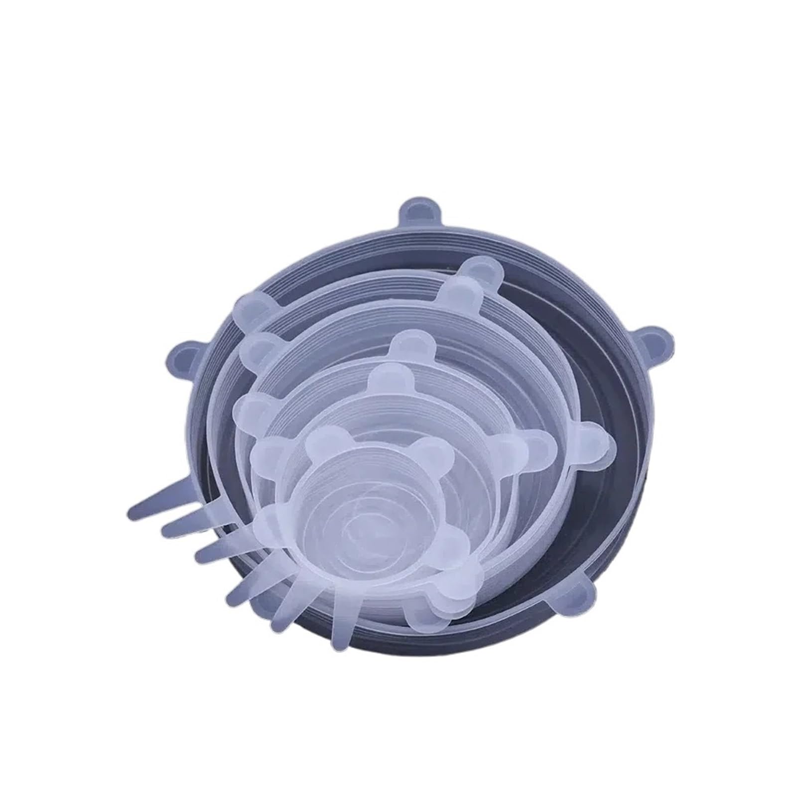 3Sets Food Lid Adjustable Flexible Silicone Reusable Keep Fresh Seal Packaging Kitchen Supplies for Bowls Jars(Clear)