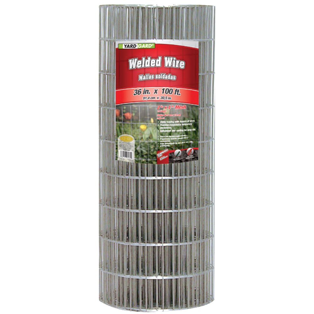 YARDGARD – 2 Inch by 4 Inch Mesh Welded Wire Fence – 36 Inches by 100 Feet – 14 Gauge Galvanized Steel – for Animal Enclosures | Garden Fencing | Property Protection | Split Rail Backing