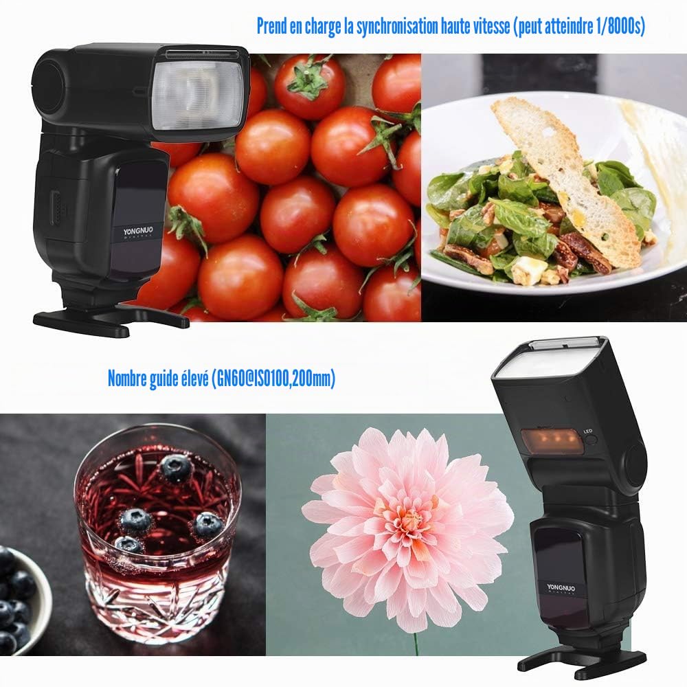 YONGNUO YN968N II YN968NII GN60 Flash Speedlite sans Fil HSS TTL 1/8000s pour Nikon D7300 D7200 D7100 D5600 D5500 D3300 D3000 D500 D810 D750