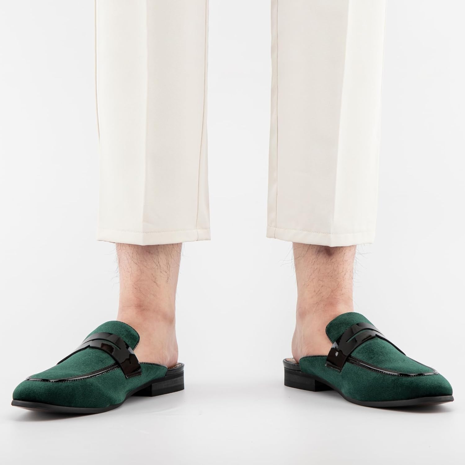 JITAI Mens Mules Velvet Slippers Slip-On Loafers for Men Casual Open Backless Sandals - Image 2