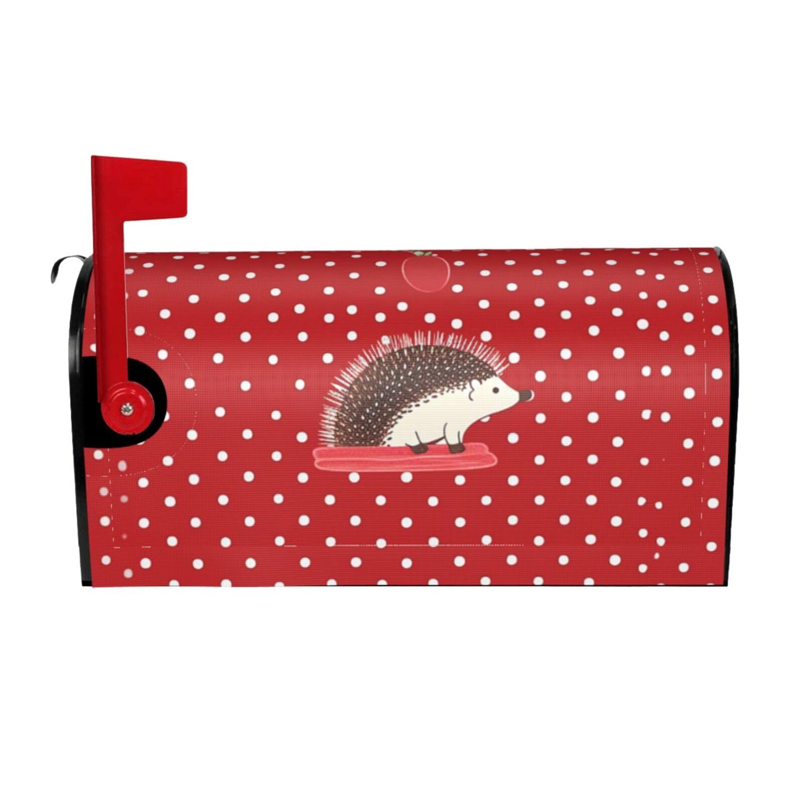Red Polka dot Hedgehog Mailbox Covers Magnetic Wraps Post Letter Box Cover Garden Home Decor 25.5x21 in