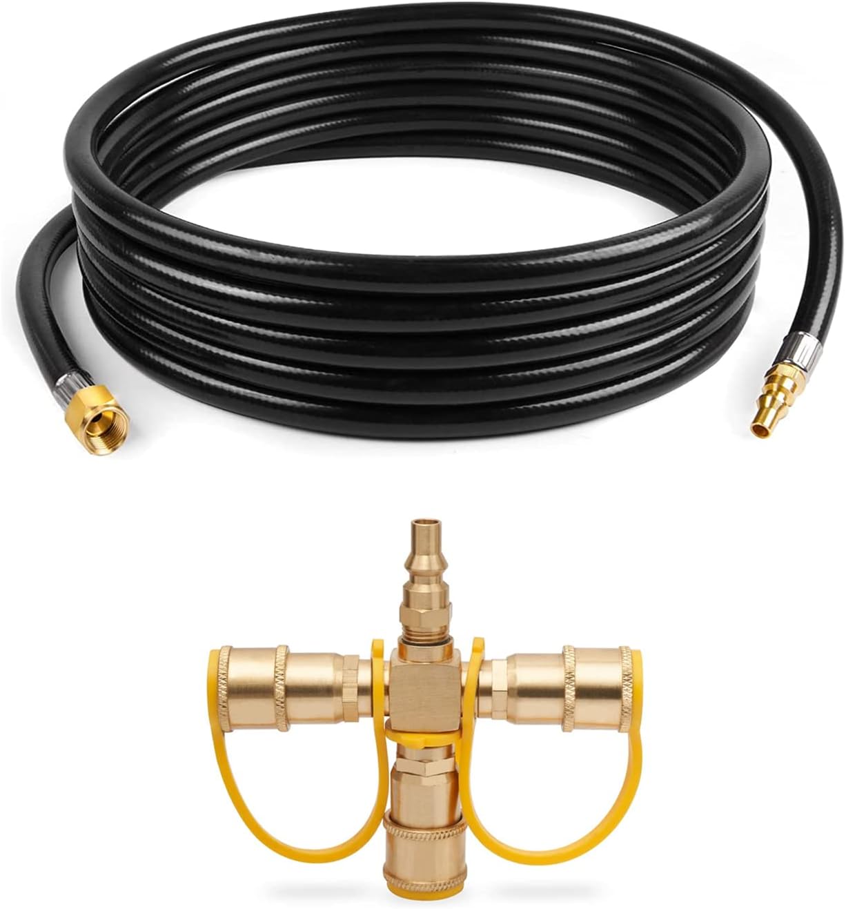GASPRO 18 FT RV Quick Connect Propane Hose and 3 Ways 1