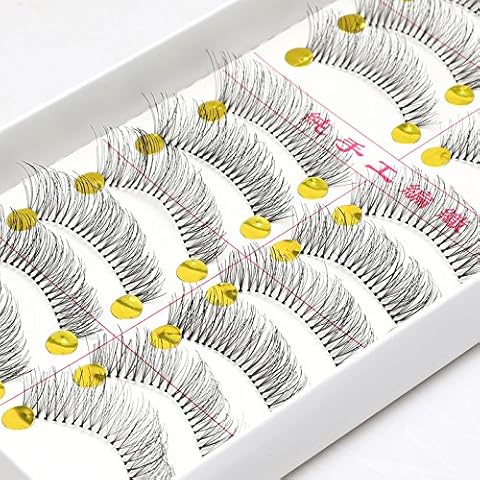 ICYCHEER 10 Pairs Long Natural Soft Cross False Eyelashes Makeup Lashes Suitable for Daily Life Black Fake Eyelashes Cover