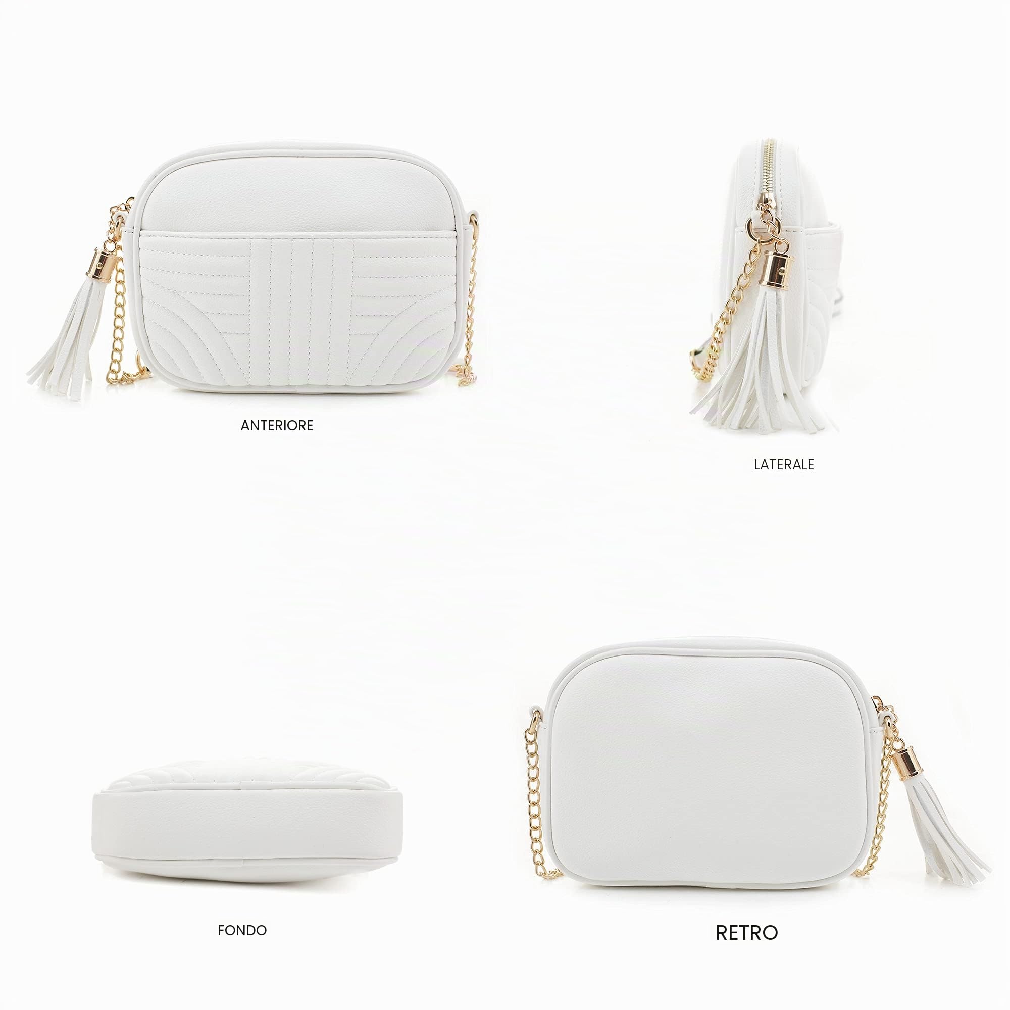 Evve Borsa a tracolla trapuntata da donna, elegante borsa per fotocamera con nappa, leggera e di medie dimensioni