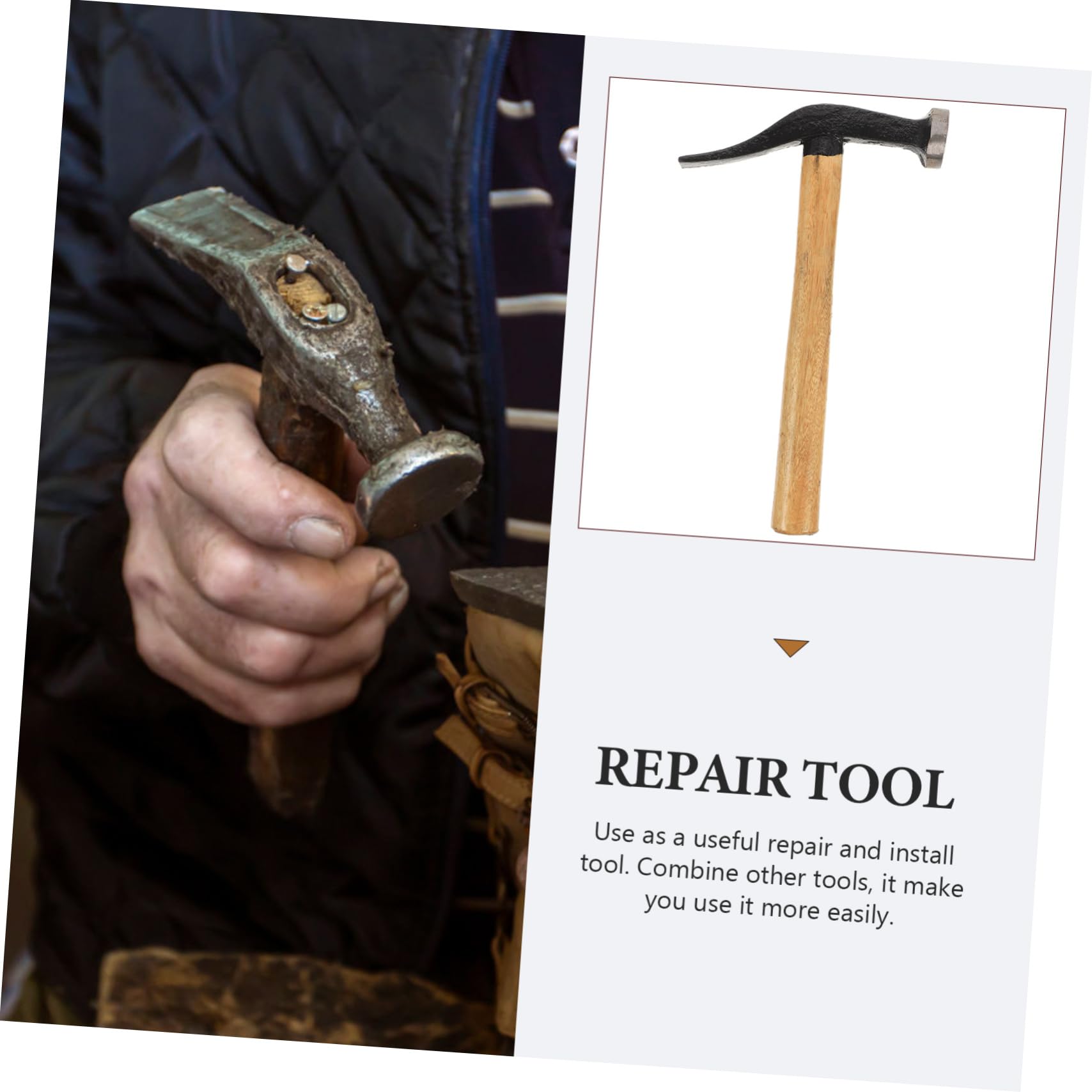 OSALADI Shoemaking Tool Anti-slip Handle Hammer for Shoe Repair Iron Wooden Material for Tradesman