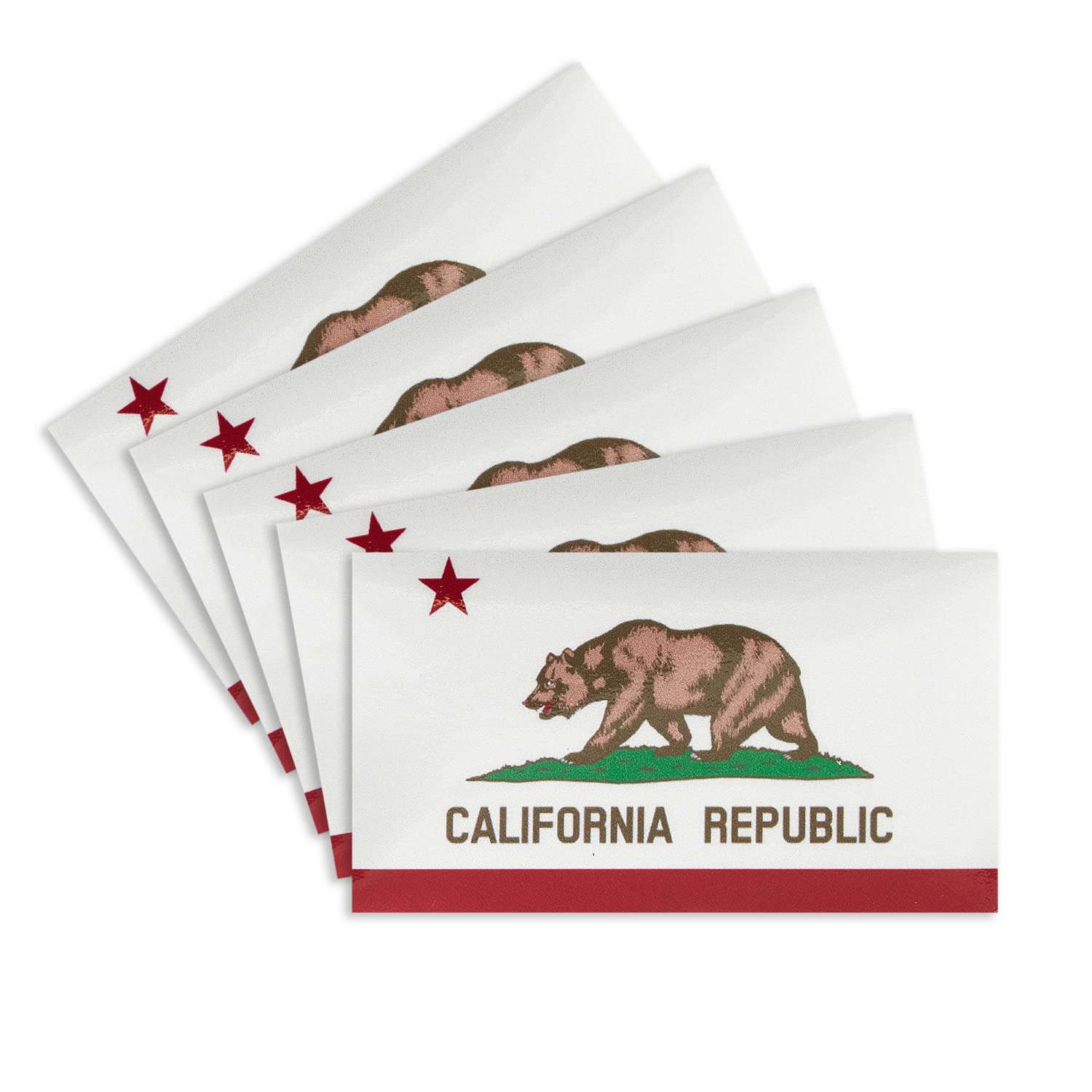 CANTENDO 5Pcs California Flag Decal Sticker - Californian Flag Reflective Vinyl Car Stickers - for Car Window Bumper Waterproof Sticker (2.5 x 4.5 Inch)