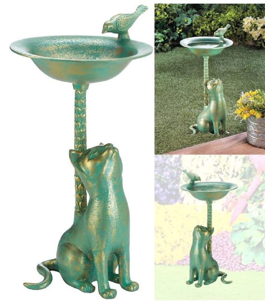 JOKA Luna24 Bebedero para pájaros antiguo para gatos y pájaros, bebedero de abejas, baño para pájaros, comedero/comedero para pájaros y ardillas, decoración de jardín, fiesta de invierno.