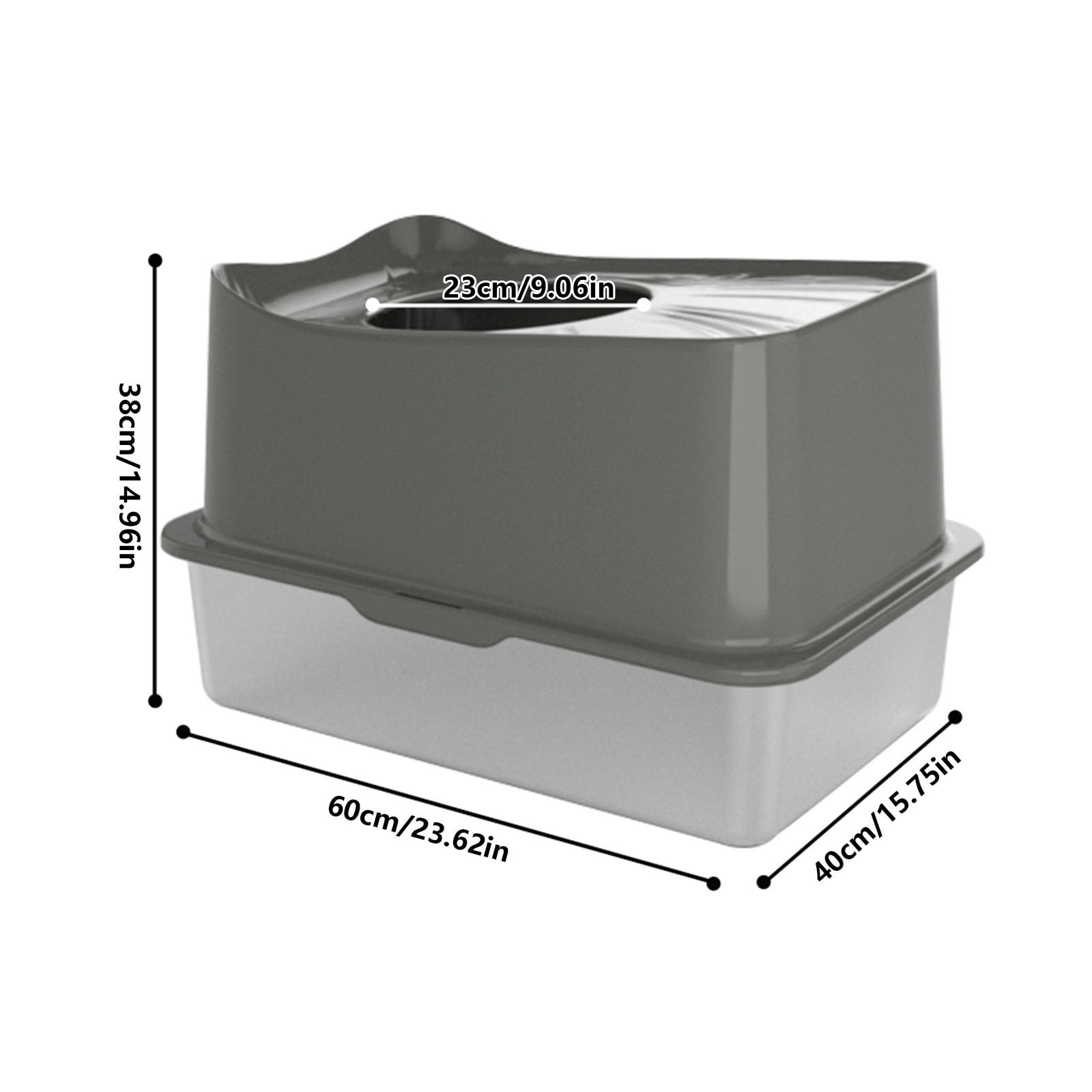 Exclusivo para Gatos y Perros Caja de Arena for Gatos Acero Inoxidable con Entrada Superior XL y Tapa, Caja Metal Pala for Grandes, Antiadherente, fácil Limpiar para Interiores(Pink)