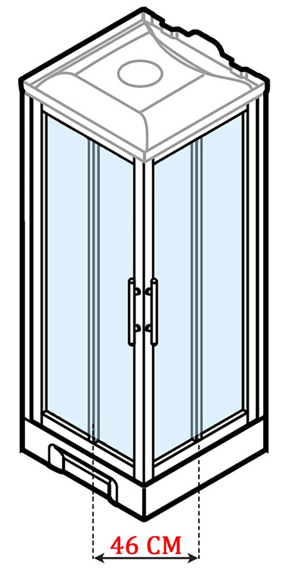Novellini New Holiday A90 Standard con techo 90 x 90 cm Cabina de ducha equipada 2 puertas correderas 2 fijas ángulo derecho izquierdo mezclador mecánico cristal transparente perfil blanco alto 217,5