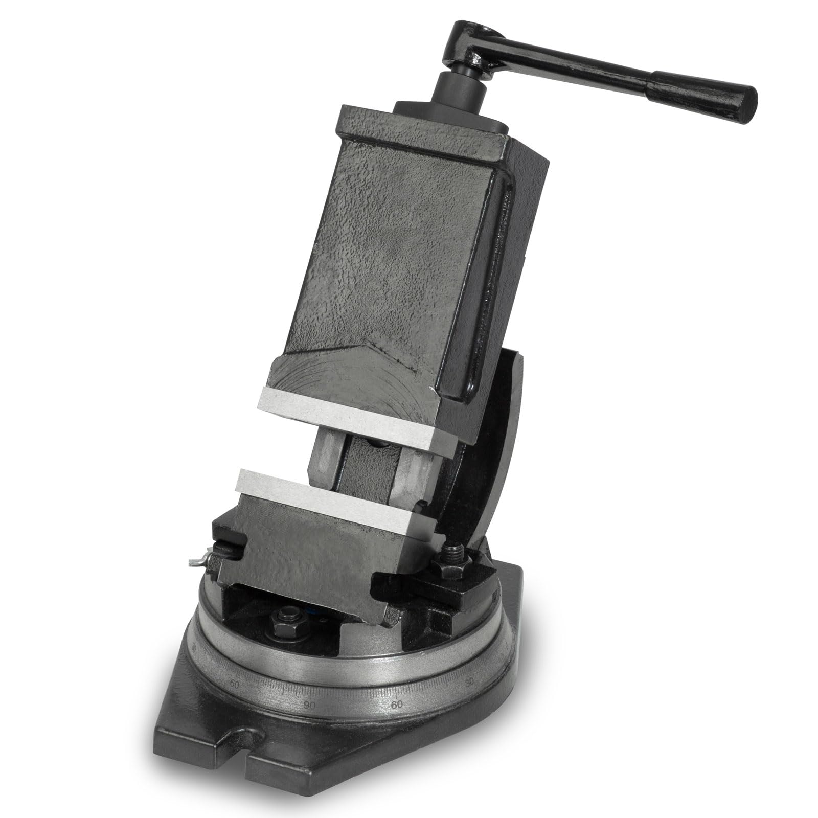 EBERTH Etau de machine rotatif et basculant en acier moulé, Max. Largeur de serrage 80mm, largeur des mors 100mm, étau pour perceuse, étau pour perceuse, basculant de 0° à 90°, pivotant à 360