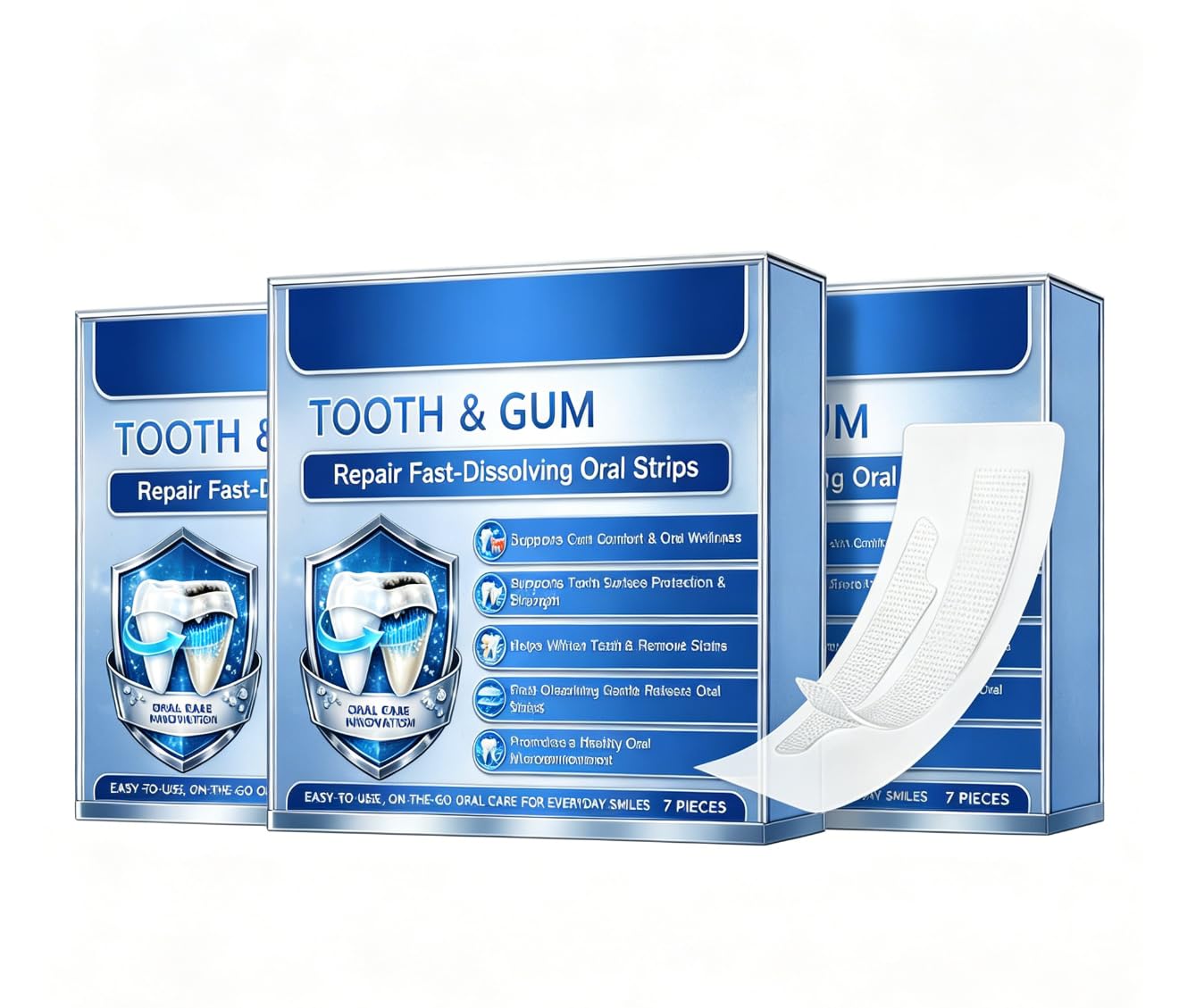 Strisce orali Glimmerly per denti e gengive, strisce a rapida dissoluzione per uno sbiancamento delicato, supporto gengivale e alito fresco, formula naturale per uomini e donne,3PCS