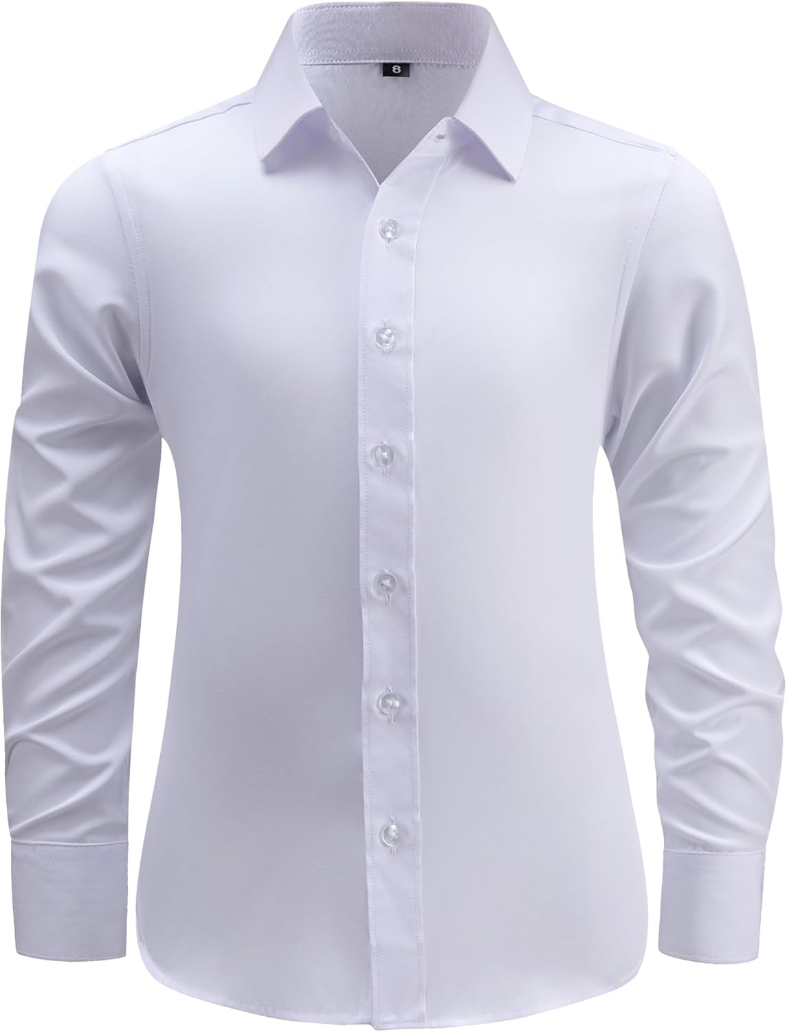Boys Dress Shirt Wrinkle-Free Stretch Button Down Shirts Kids Long Sleeve Formal School Uniform Shirt