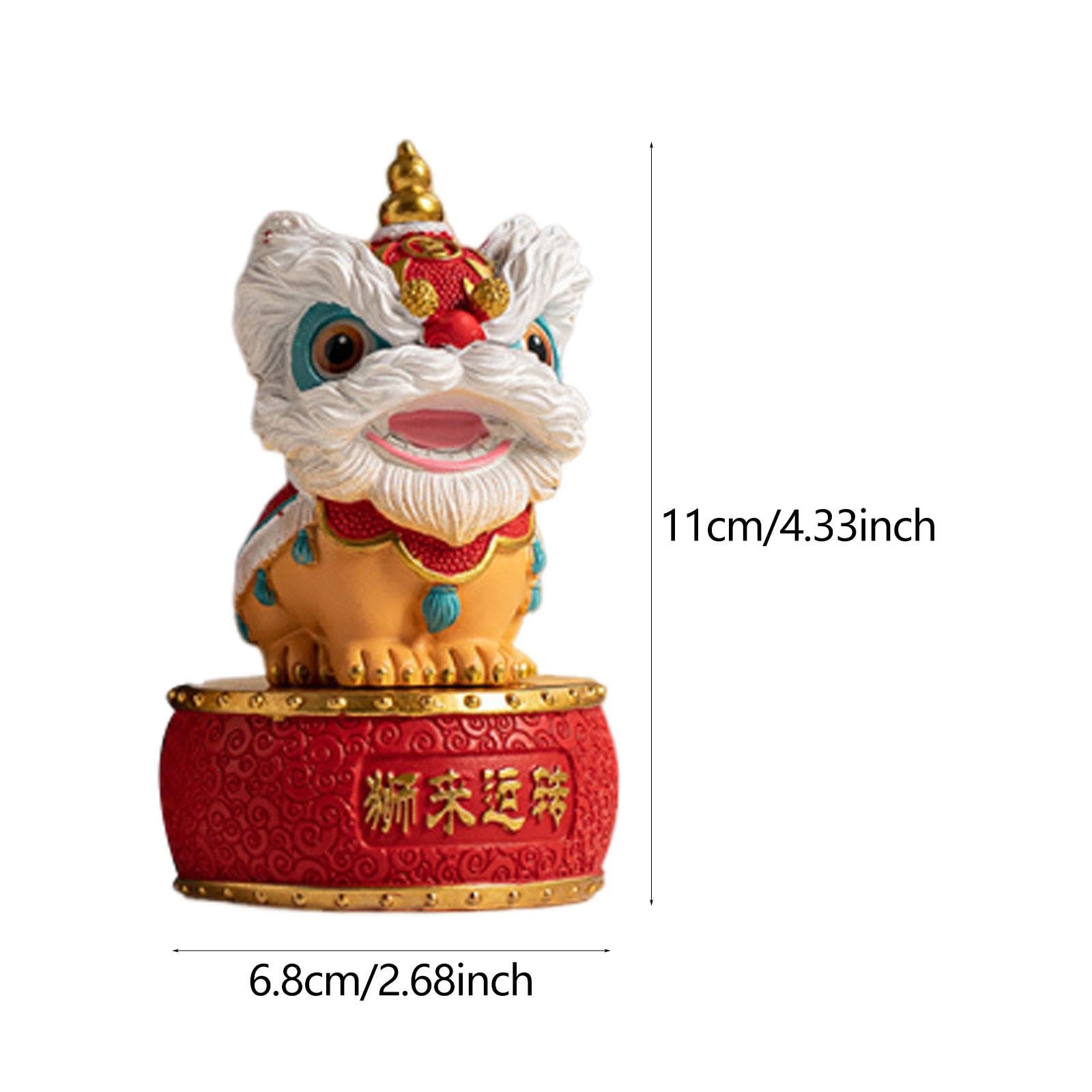 Statuetta di Leone Danzante, Statua Feng Shui, Decorazione Creativa per La Casa, Ornamento Cinese a Forma di Leone per Armadi, Scaffali E Ufficio, Rosso