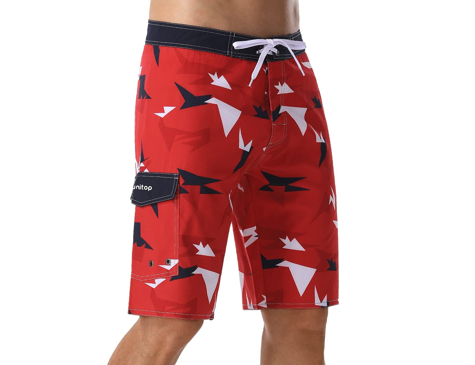Mens Bathing Suits Quick Dry Tropical Printed Casual Board Shorts with Lining-image-11