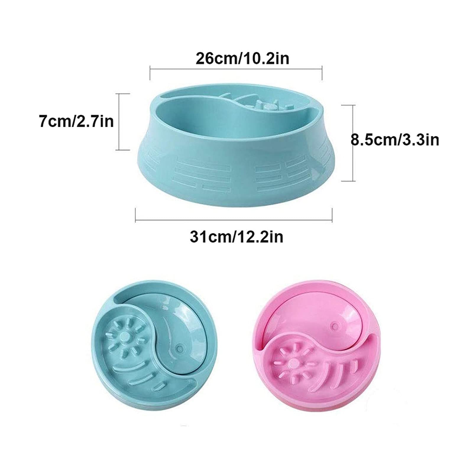 RTHGTFGW Comedero Perro Tazón de Perro de alimentación Lento de Gran Capacidad 2 in1 alimento Agua Mascota tazón for Beber prevención de la Boca mojada vómitos (Color : Blue)