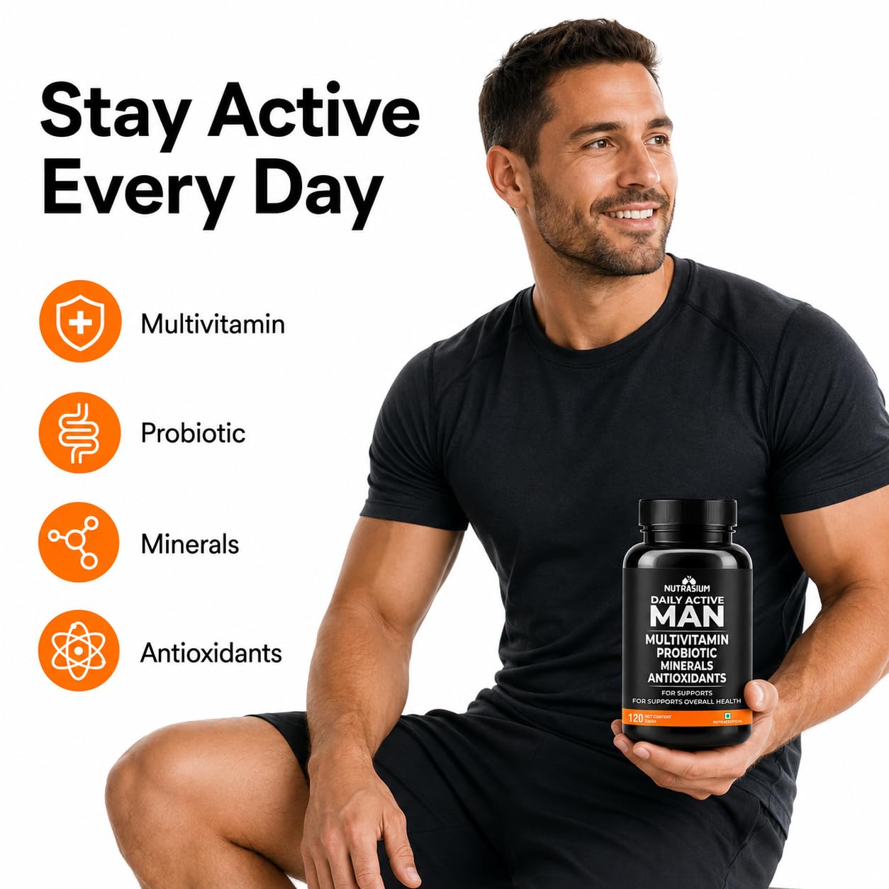 Nutrasium Multivitamin for Men | Daily Multivitamin Tablets with Essential Vitamins & Minerals | Supports Energy, Immunity & Fitness | Vegetarian | 60 Tablets 1