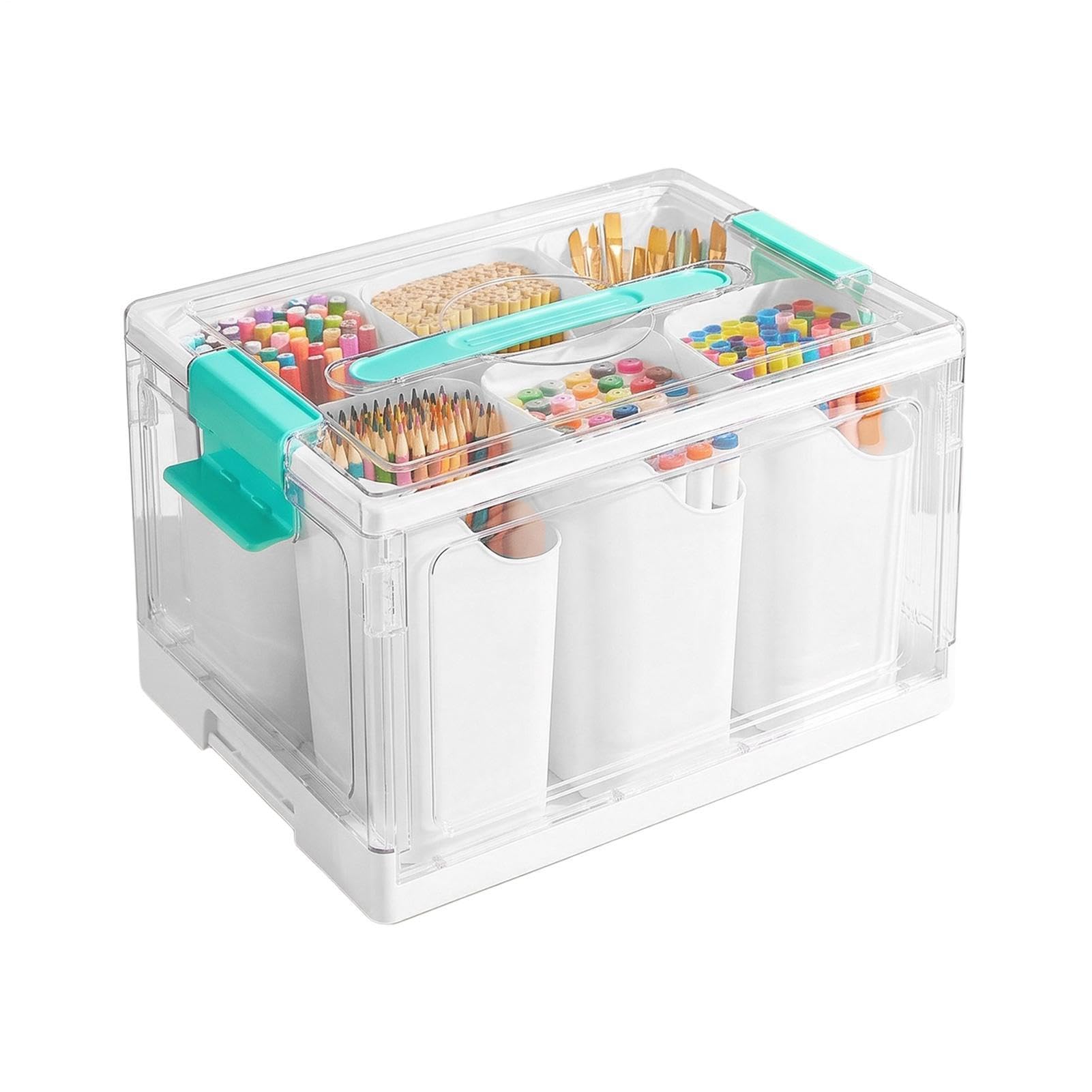 Organizer Creativi Contenitore per Materiale Artistico 23 L con Vassoi e | Organizer Per Arti E Mestieri Per Ufficio Aula Camera Casa Scuola Cucina Bagno Armadio Dispensa Garag