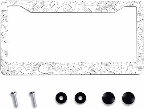 License Plate Frame White Line Stainless Steel License Plate Frame with 2 Holes & Free Screws 12.2 x 6.3 Inches