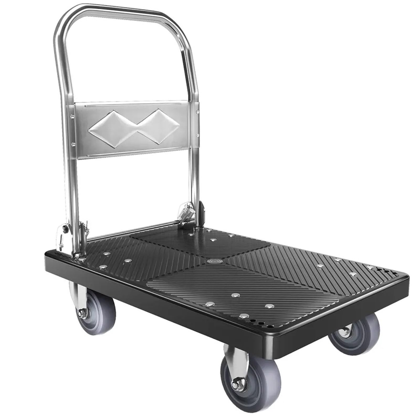 Platform Truck Cart, Platform Truck Cart 70x50cm 300kg Plastic Foldable Flatbed Trolley Black