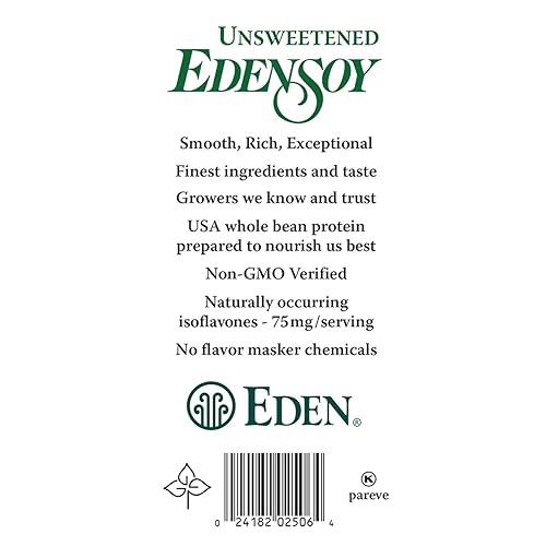 Miniatura 4 de EdenSoy sin azúcar 32 onzas líquidas leche de soja orgánica Eden sin OMG vegana