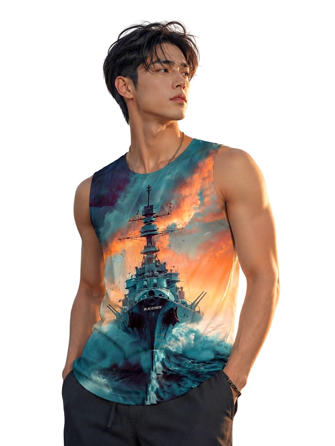 Maverick Marine Printed Sleeeveless Sando Tank top Gym & Street wear for Men-image-4
