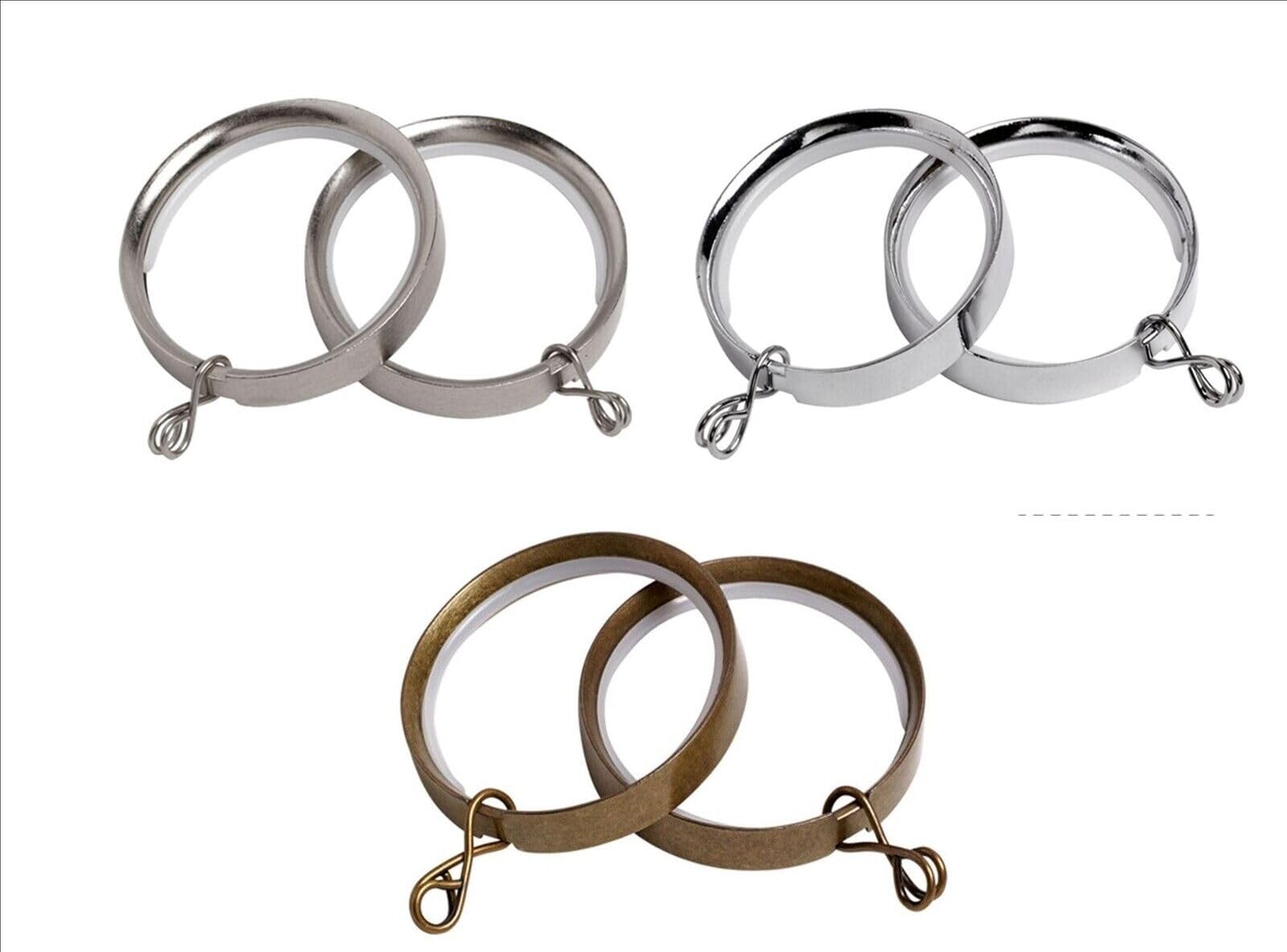35mm Diameter Flat Lined Metal Curtain Pole Rings (Antique Brass, 50)