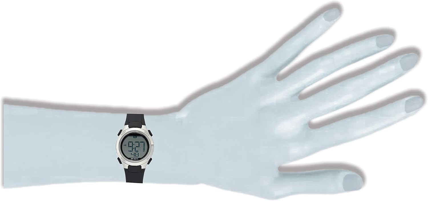  Essentials Women's Digital Chronograph Silver-Tone and Black Resin Strap Watch : Clothing, Shoes & Jewelry