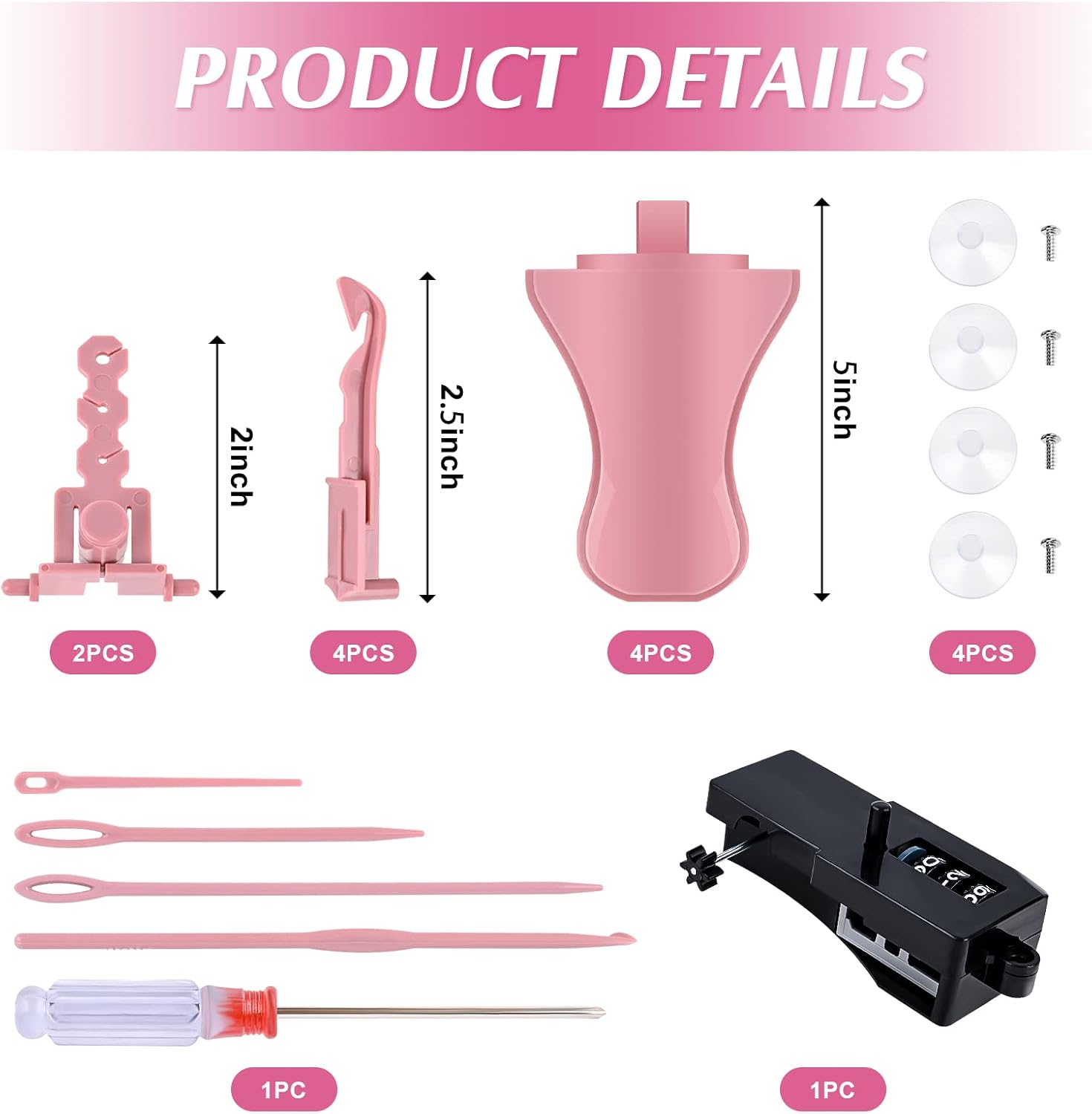 Knitting Machines Adapter Set of 25 Knitting Machine Accessories Include Knitting Tensioner Digital Counter Drill Attachment and Knit Hook Kit for Sentro 22, Sentro 40 and Sentro 48 & Jamit Loom