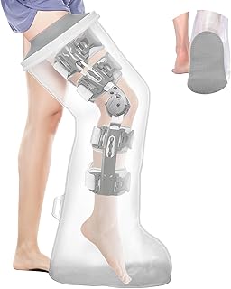 Waterproof Extra Wide Full Leg Cast Cover for Shower After Knee Surgery with Upgrade Non-Slip Bottom, Watertight Cast Protector for Leg Knee Foot Immobilizer, Bandage Wounds, Walking Boots, Reusable