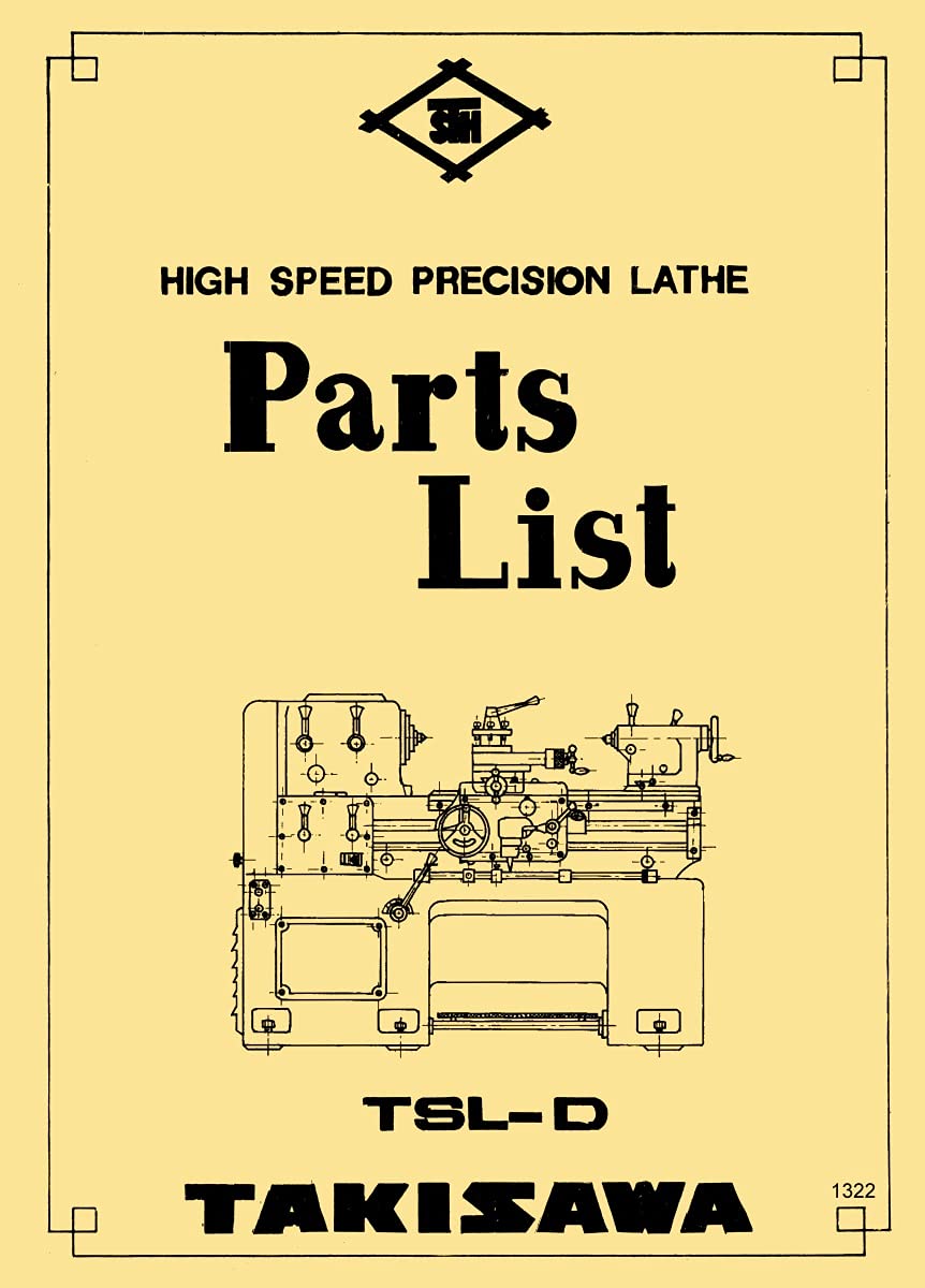 TAKISAWA, Webb, Royal TSL-D Metal Lathe Parts List Manual