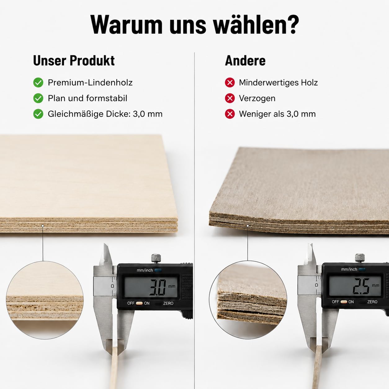 25 Stück 3mm Sperrholz Linde Blätter 400mm x 400mm x 3mm Balsa Sperrholz für Laserschneiden Lasergravur Holz Brennen Bau Modell