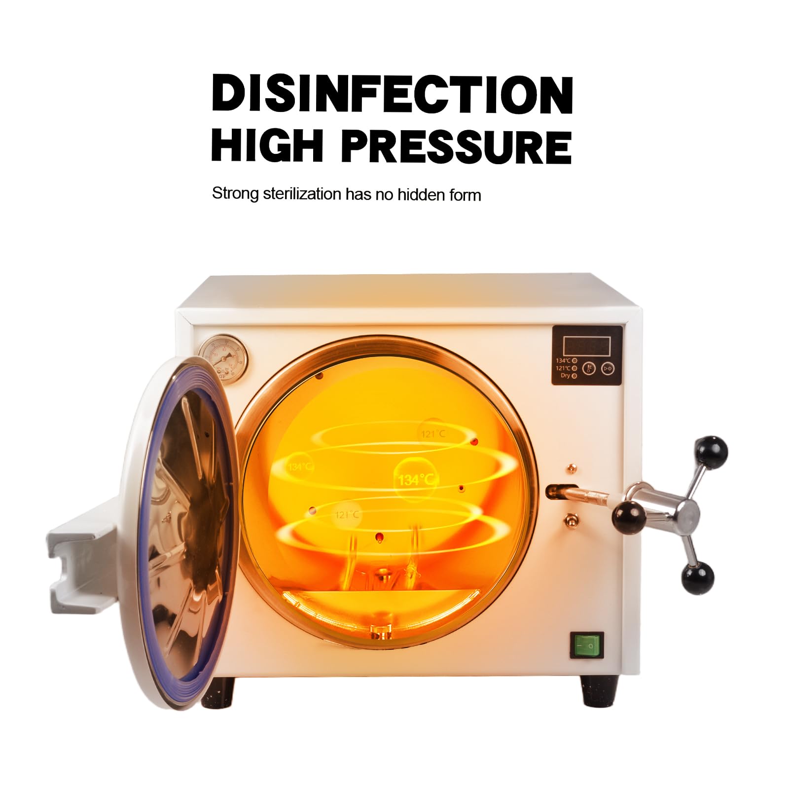 Autoclave - Esterilizador de vapor de alta presión de 18 L con pantalla LED digital, función de secado, cerradura de puerta de doble control, equipo de laboratorio de acero inoxidable
