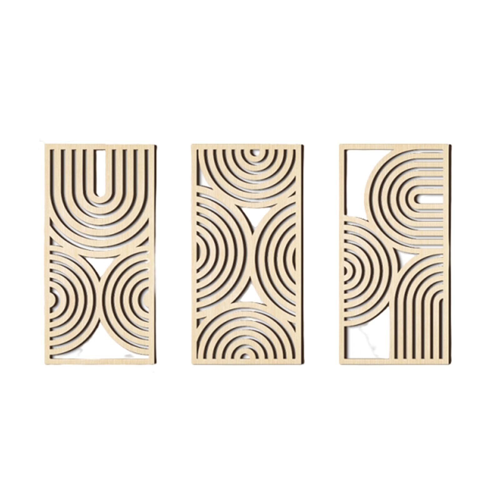 Murs bohèmes en bois de prestige : triptyque d'art mural minimaliste haut de gamme