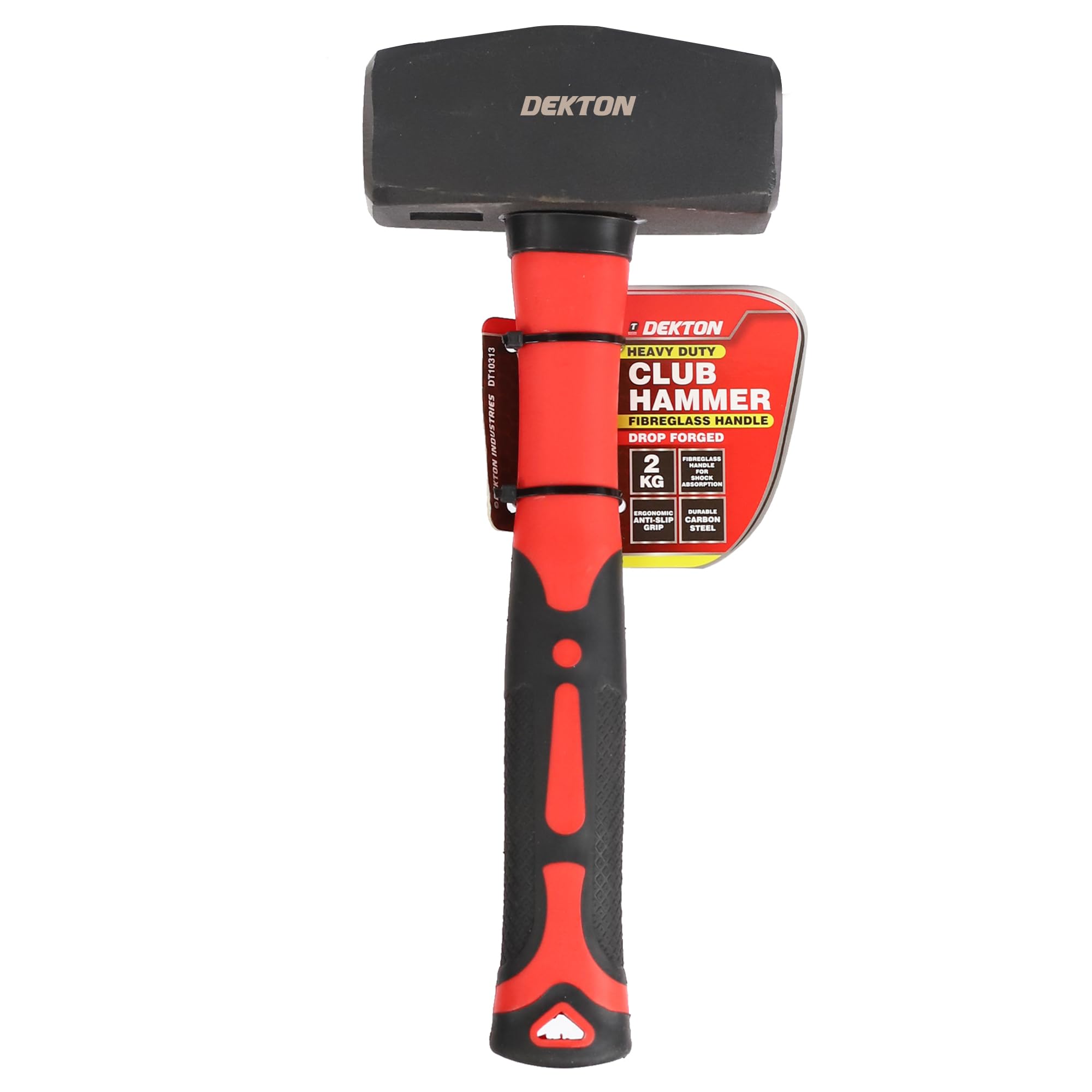 Dekton 2kg Fibreglass Club Hammer-Heavy Duty Hammer with Shock Absorbing Handle| Ideal for Demolition and Heavy Duty Tasks| Ergonomic Design for Comfort and Control| Durable and Impact Resistant Tool