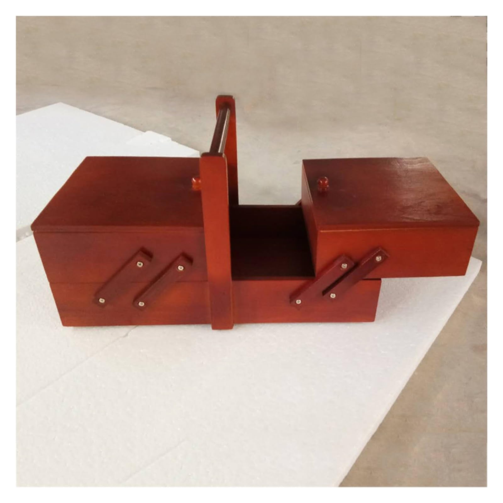 Holz Nähset Box Fächer Nadeln Faden Zubehör Nähen Korb groß