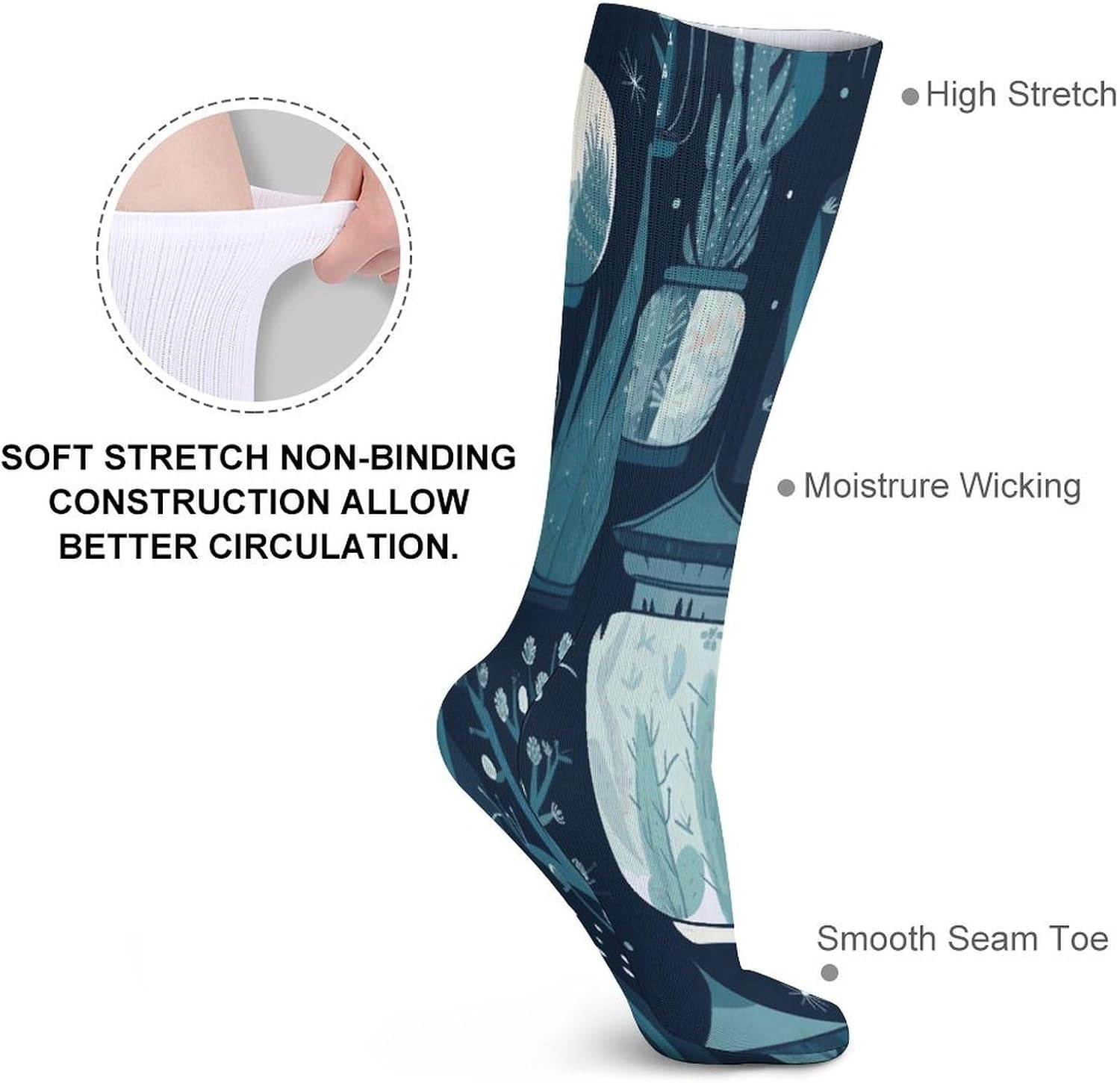 Succulent Plants And Cactus Crew Socks Cozy Casual Calf Socks Lightweight Long Work Sock Breathable Athletic Sock for Hiking Sports Running 5 Pairs