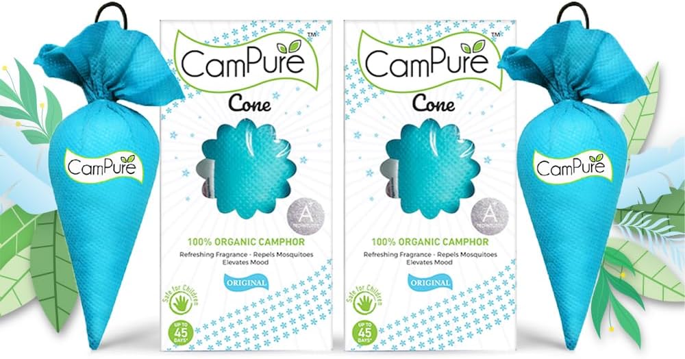 Camphor Cone Pack Of 2-100% Organic | Air Freshener For Car, Wardrobe, Office Cabin's, Drawers, Travel Bag & Bathroom