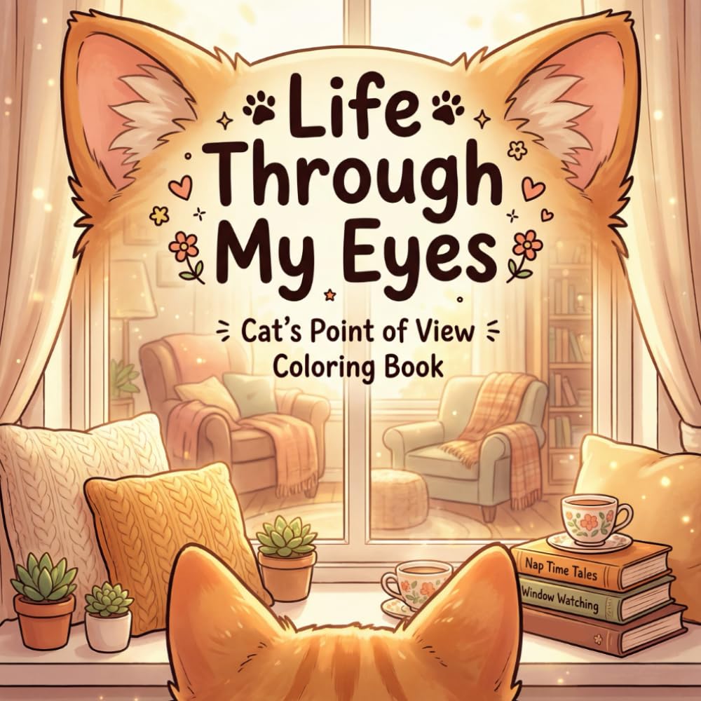 Life Through My Eyes, Cat’s Point of View Coloring Book: For Teens and Adults