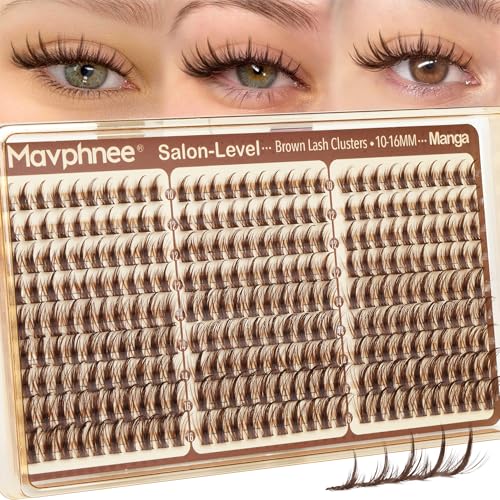 Brown Lash Clusters Manga Eyelash Extensions Wispy Cluster Eyelash Extensions 10-16MM Spiky Individual Lashes CC Curve 270Pcs For DIY Anime Lash Extensions at Home Softer Vibe (Manga)