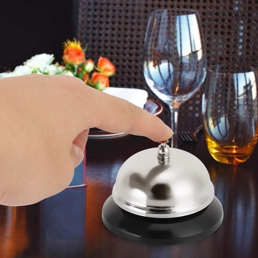 GLOGLOW Stainless Steel Dinner Call Bell, Bell for Restaurant and Kitchen, Loud Crisp Sound, 3.3x3.3x2.2 Inch Stainless Steel Dinner Call, Service Nan Kitchen