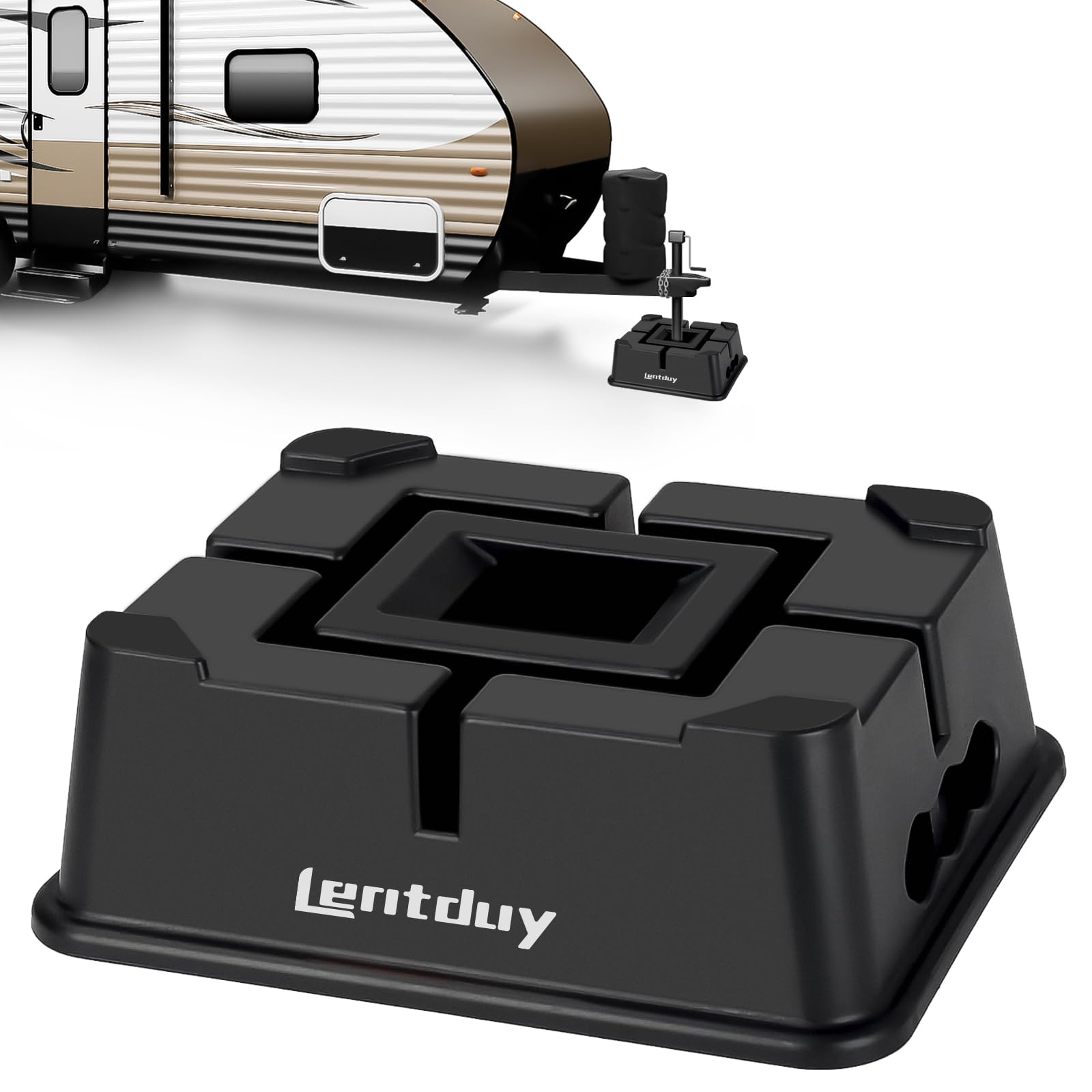 RV Trailer Jack Block, 1Pc RV Stabilizer Block Supports up to 15000 Lbs, for Any Types Travel Trailers 5th Wheels, Tongue Jacks, Post, Foot, and Round, Square, Scissor Stabilizers