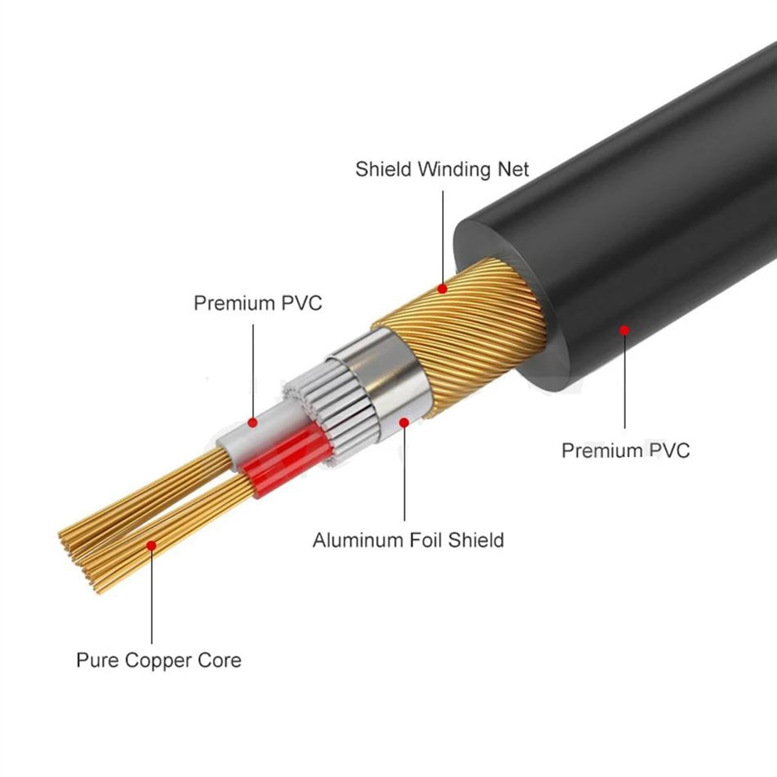 3,5 Mm Do 6,5 Mm Męski Kabel Audio Z Adapterem Jack Do Wzmacniacza Miksującego, Głośnika Gitarowego Kabel do Instrumentów Gitarowych (Color : 5m)