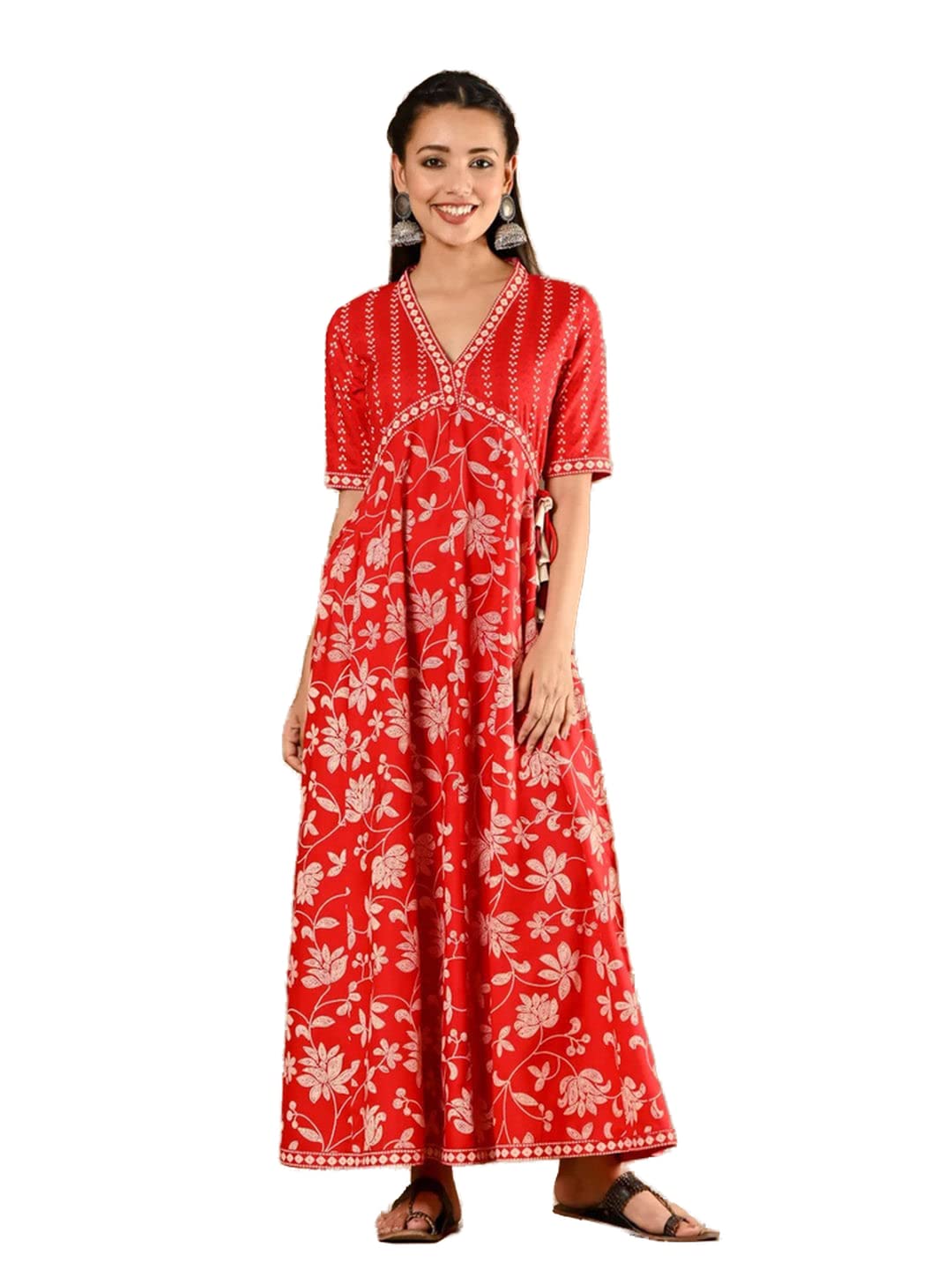 Pink Bandhani Inspired Floral Dress