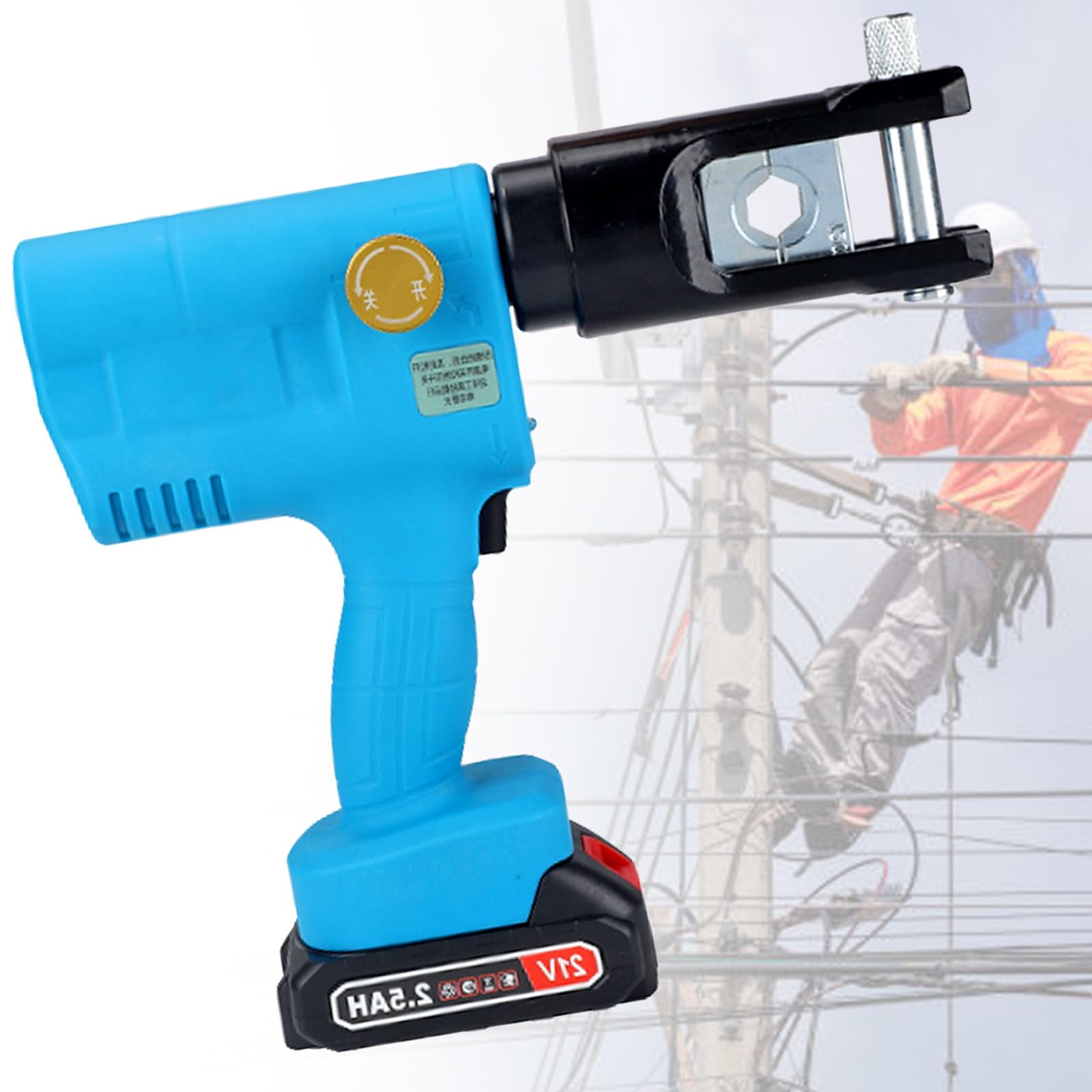 AYCDL Portable Hydraulic Crimper Kit with 2 Battery, Cordless Electric Crimping Tool, for Copper Aluminum Terminals, Professional Wiring Equipment